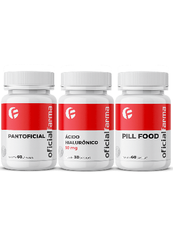 Pantoficial 60 C&aacute;psulas + Pill Food 60 C&aacute;psulas + &Aacute;cido Hialur&ocirc;nico 50mg 60 C&aacute;psulas 