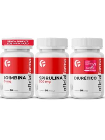 Ioimbina 60 Doses + Spirulina 60 C&aacute;psulas + Diur&eacute;tico 30 Doses